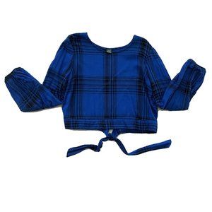 Wild Fable Womens Blue Plaid Crop Top Size XL